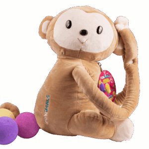 FUNIMALS 3 db-os fürdőgolyó szett + ZIGGY MAJMOS plüsstáska - rózsaszín